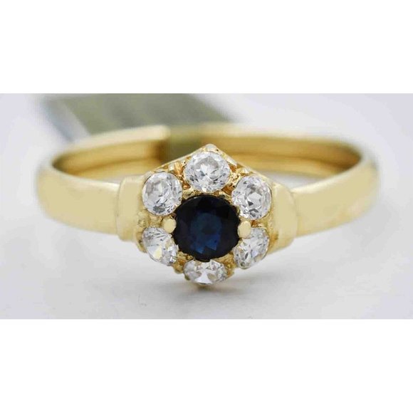 Genuine 0.28 Cts Blue & White Sapphire Ring 10k Yellow Gold